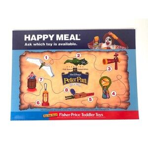 Vtg McDonalds Disney Peter Pan 45th Anniversary Happy Meal Toy Translite Sign
